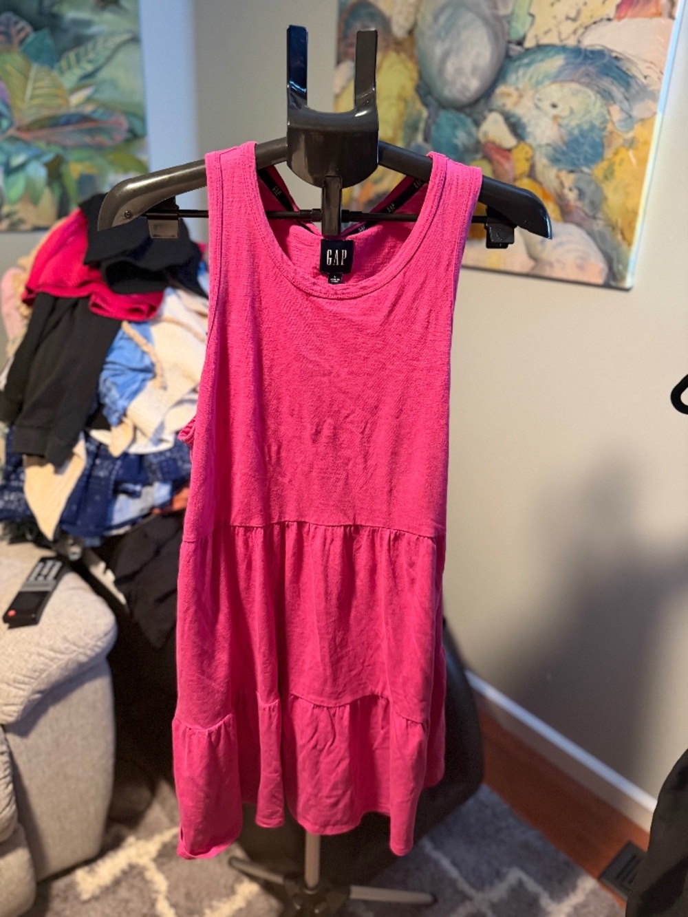 gap magenta mini tiered dress large